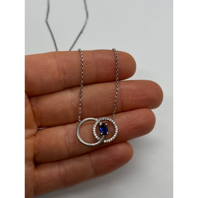 925 STERLING SILVER  SAPPHIRE & BERYL NECKLACE