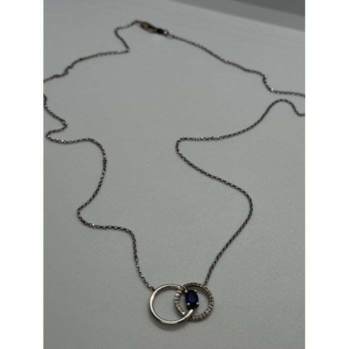 925 STERLING SILVER  SAPPHIRE & BERYL NECKLACE