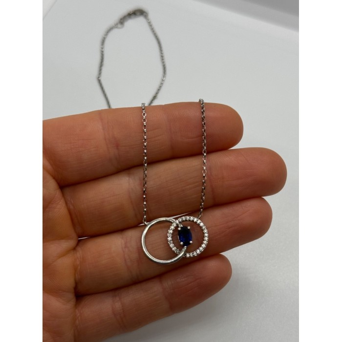 925 STERLING SILVER  SAPPHIRE & BERYL NECKLACE