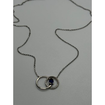 925 STERLING SILVER  SAPPHIRE & BERYL NECKLACE