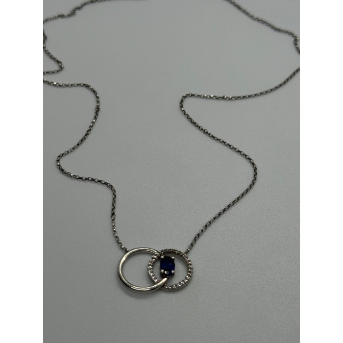 925 STERLING SILVER  SAPPHIRE & BERYL NECKLACE