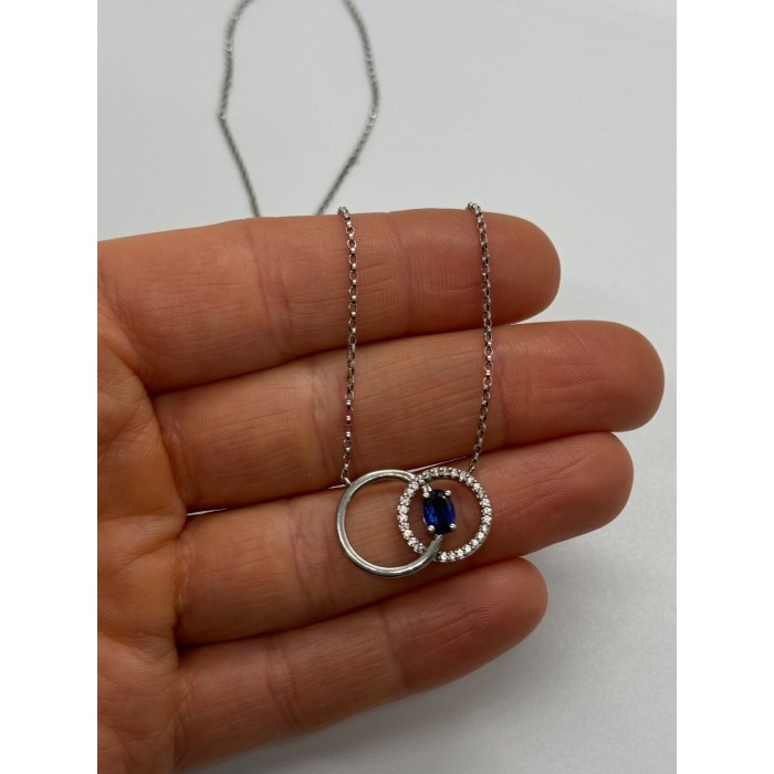 925 STERLING SILVER  SAPPHIRE & BERYL NECKLACE