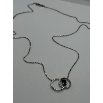 925 STERLING SILVER  SAPPHIRE & BERYL NECKLACE