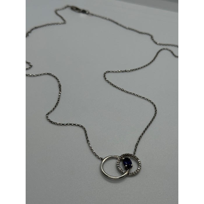925 STERLING SILVER  SAPPHIRE & BERYL NECKLACE