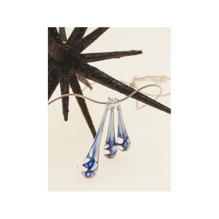 925 Sterling Silver Jewelry Glass Chain with  Pendant