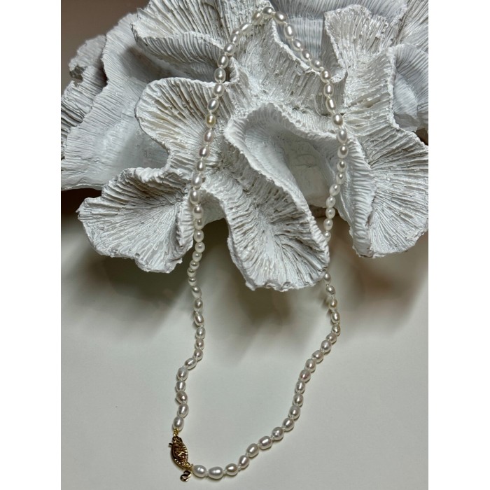 14K YELLOW GOLD CLASP FRESH WATER PEARL NECKLACE 16 Inch