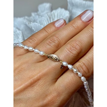 14K YELLOW GOLD CLASP FRESH WATER PEARL NECKLACE 16 Inch