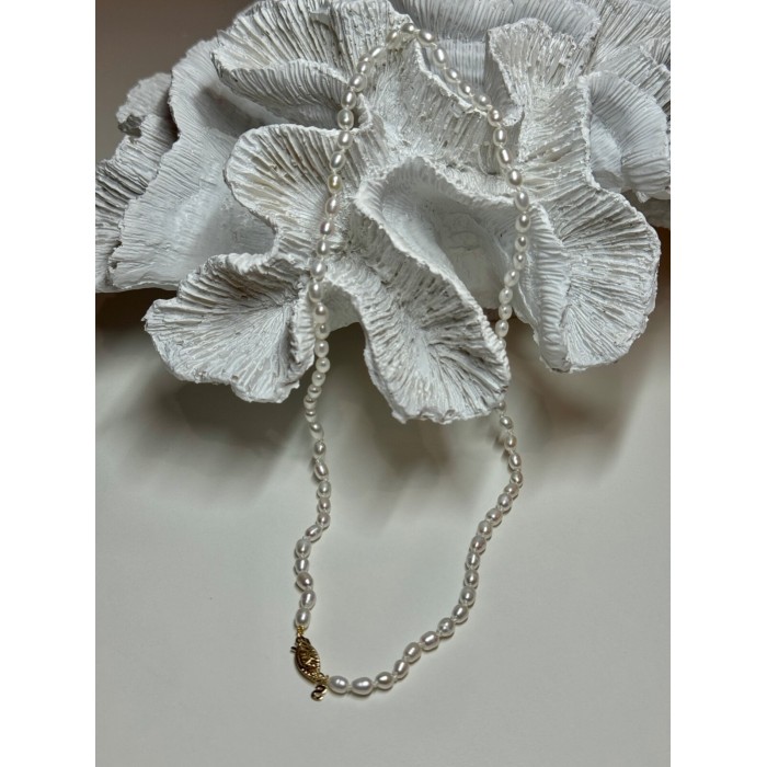 14K YELLOW GOLD CLASP FRESH WATER PEARL NECKLACE 16 Inch