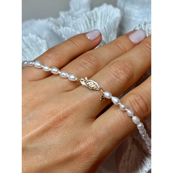 14K YELLOW GOLD CLASP FRESH WATER PEARL NECKLACE 16 Inch