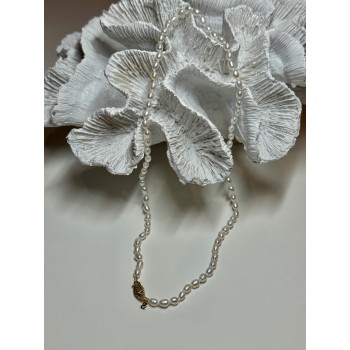 14K YELLOW GOLD CLASP FRESH WATER PEARL NECKLACE 16 Inch