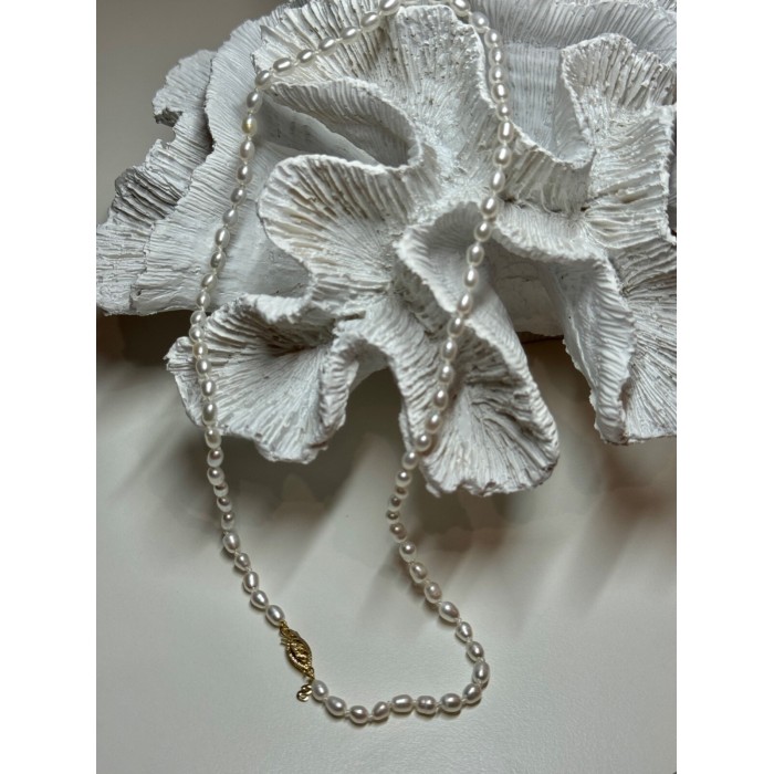 14K YELLOW GOLD CLASP FRESH WATER PEARL NECKLACE 16 Inch