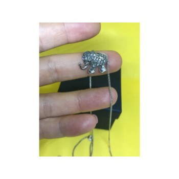 925 Sterling Silver CZ Elephant Chain With Pendant