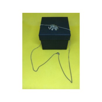 925 Sterling Silver CZ Elephant Chain With Pendant