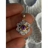 925 Sterling Silver Gold Plated Amethyst Pendant Length 1 Inch