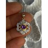 925 Sterling Silver Gold Plated Amethyst Pendant Length 1 Inch