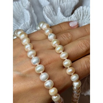 14K YELLOW GOLD CLASP FRESH WATER PINK PEARL NECKLACE 18 Inch