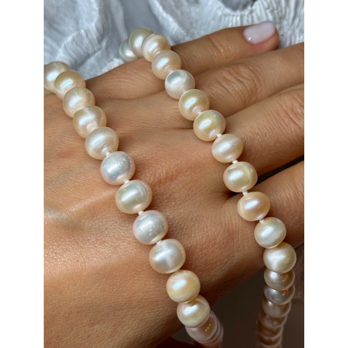 14K YELLOW GOLD CLASP FRESH WATER PINK PEARL NECKLACE 18 Inch