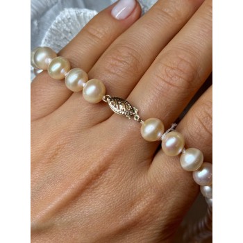 14K YELLOW GOLD CLASP FRESH WATER PINK PEARL NECKLACE 18 Inch