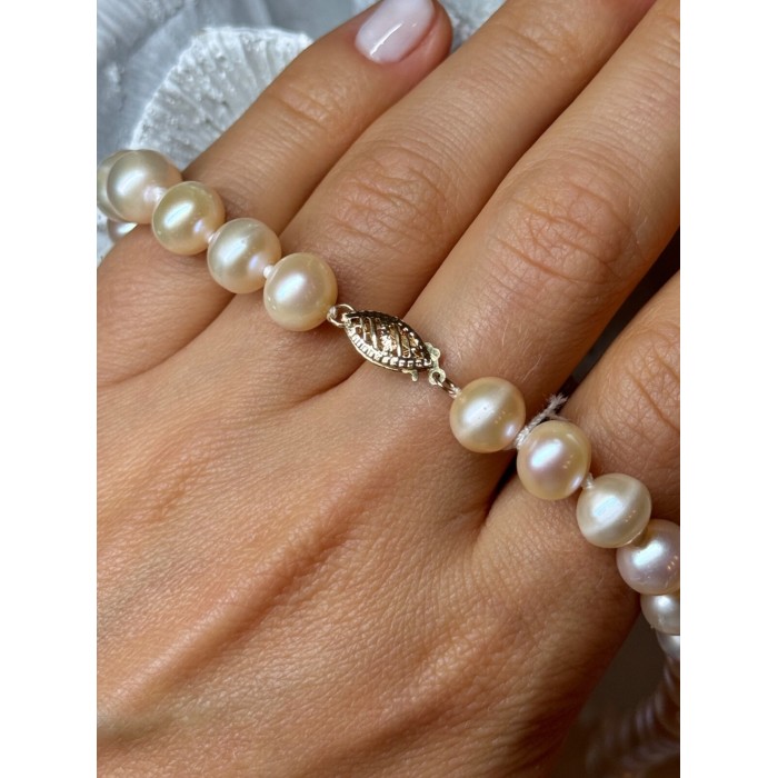 14K YELLOW GOLD CLASP FRESH WATER PINK PEARL NECKLACE 18 Inch