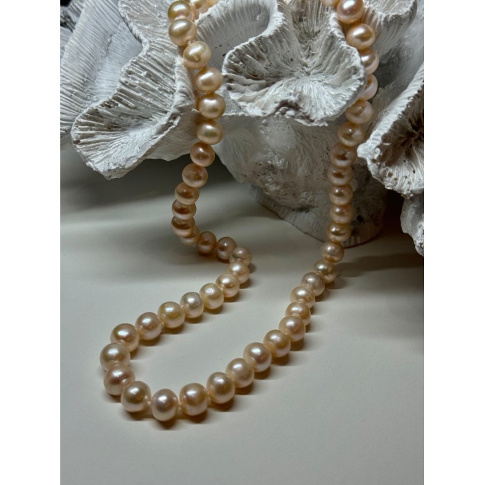 14K YELLOW GOLD CLASP FRESH WATER PINK PEARL NECKLACE 18 Inch