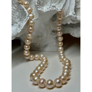 14K YELLOW GOLD CLASP FRESH WATER PINK PEARL NECKLACE 18 Inch
