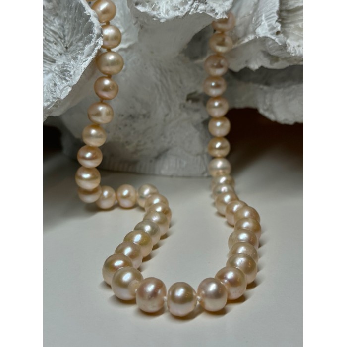14K YELLOW GOLD CLASP FRESH WATER PINK PEARL NECKLACE 18 Inch