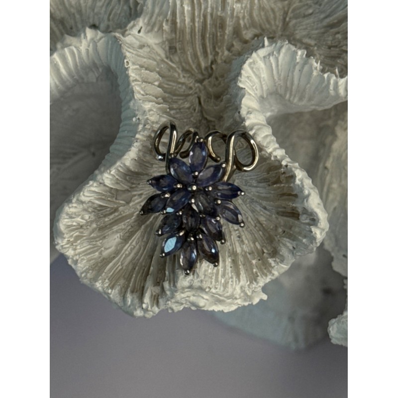925 Sterling Silver Tanzanite Flower Pendant Length 0.80 Inch