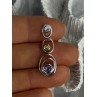 925 Sterling Silver Amethyst & Peridot & Topaz Pendant Length 1.30 Inch