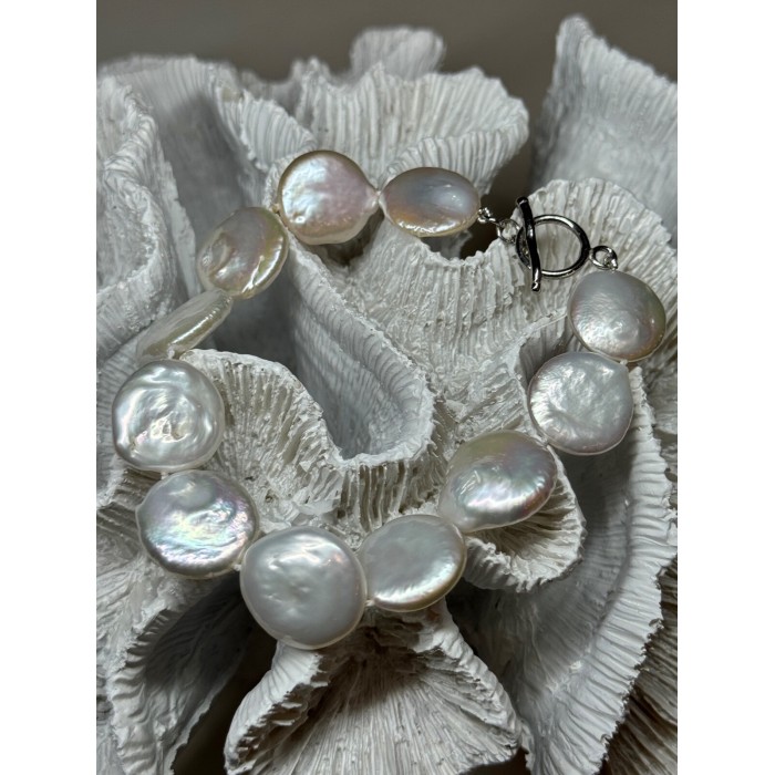 925 STERLING SILVER WATER FRESH PEARL BRACELET LENGTH 8 Inch