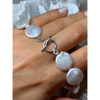 925 STERLING SILVER WATER FRESH PEARL BRACELET LENGTH 8 Inch