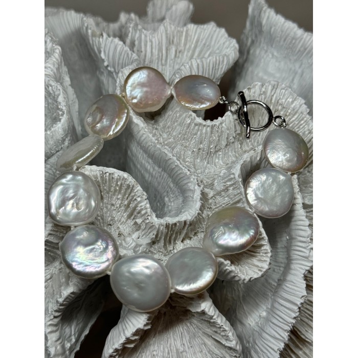 925 STERLING SILVER WATER FRESH PEARL BRACELET LENGTH 8 Inch