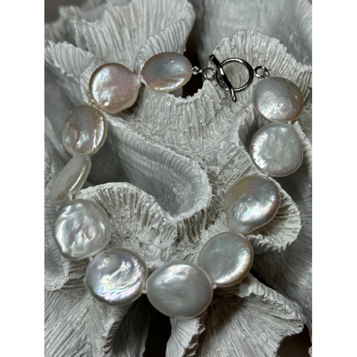 925 STERLING SILVER WATER FRESH PEARL BRACELET LENGTH 8 Inch