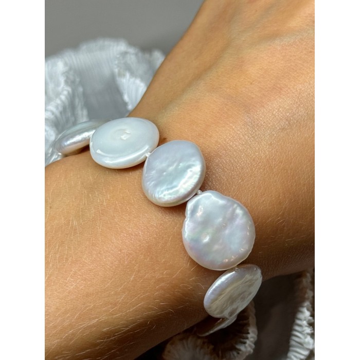 925 STERLING SILVER WATER FRESH PEARL BRACELET LENGTH 8 Inch