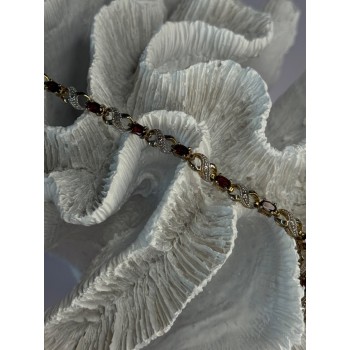 925 Sterling Silver Gold Plated Garnet Bracelet Length 7.5