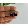 925 STERLING SILVER BLACK NEPHRITE & MARCASITES EARRINGS