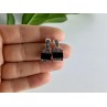 925 STERLING SILVER BLACK NEPHRITE & MARCASITES EARRINGS