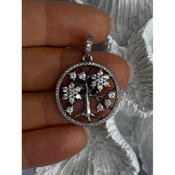 Authentic Pandora Tree Of Life 925 Sterling Silver CZ Pendant Length 1.30 Inch
