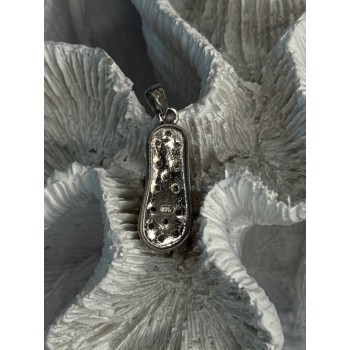 Ws 925 Sterling Silver Flip Flop Sandal Pink & White CZ Pendant Length 1.30 Inch