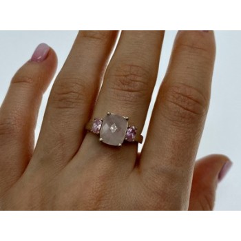 925 Sterling Silver Morganite & Spinel Ring Size 9