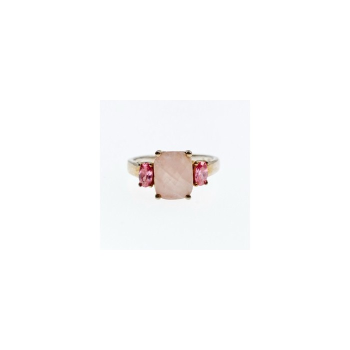 925 Sterling Silver Morganite & Spinel Ring Size 9