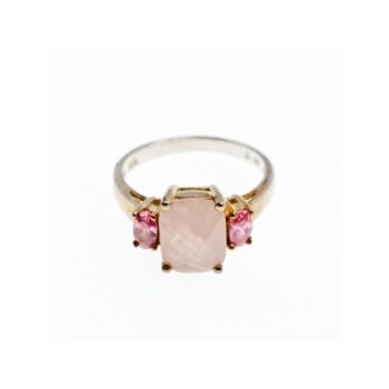 925 Sterling Silver Morganite & Spinel Ring Size 9