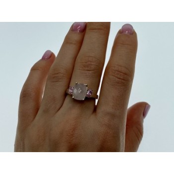 925 Sterling Silver Morganite & Spinel Ring Size 9