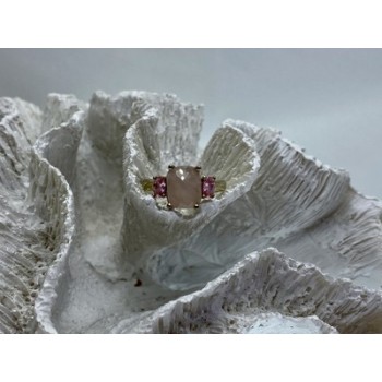 925 Sterling Silver Morganite & Spinel Ring Size 9