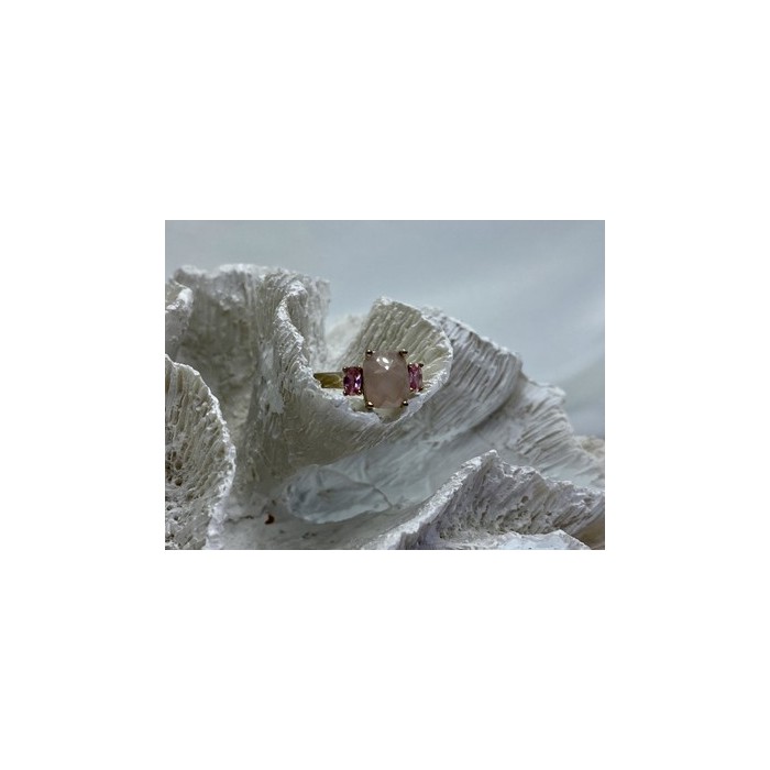 925 Sterling Silver Morganite & Spinel Ring Size 9