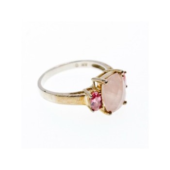 925 Sterling Silver Morganite & Spinel Ring Size 9