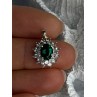 925 Sterling Silver Gold Plated Emerald & Beryl Pendant Length 0.80 Inch