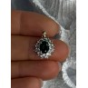 925 Sterling Silver Gold Plated Emerald & Beryl Pendant Length 0.80 Inch