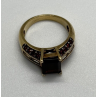 925 Sterling Silver Gold Plated Garnet & Goshenite Ring Size 6