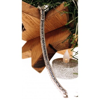 925 STERLING SILVER TANZANITE & CZ BRACELET SIZE 7.5 IN