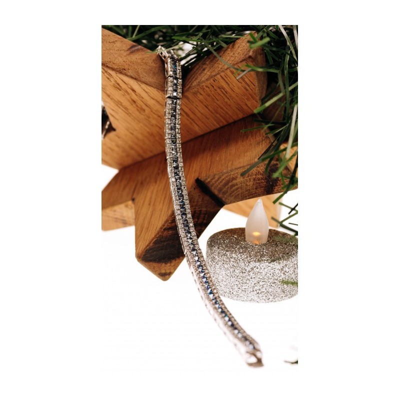 925 STERLING SILVER TANZANITE & CZ BRACELET SIZE 7.5 IN